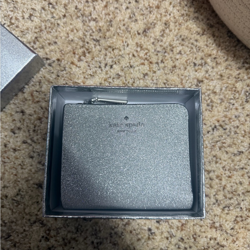 Kate Spade Metallic Silver Glitter Wallet